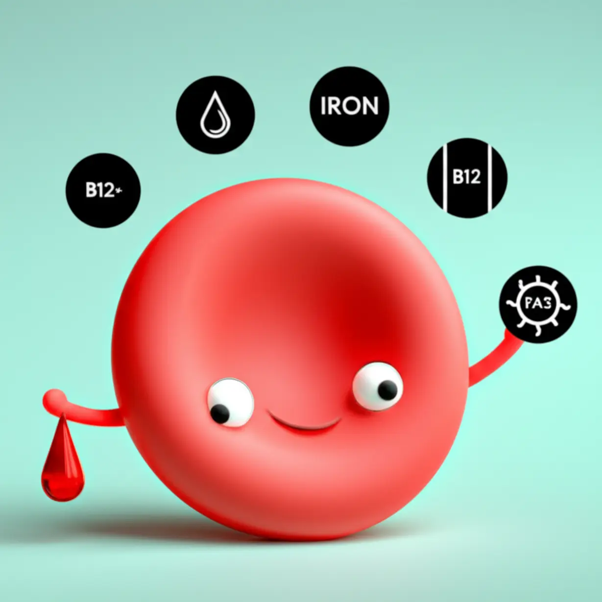Icons-representing-bleeding,-nutritional-deficiency,-and-illness-next-to-a-red-blood-cell.