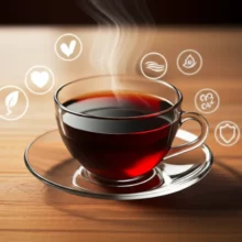 따뜻한-홍차-한-잔과-건강-효능을-상징하는-귀여운-3D-아이콘들