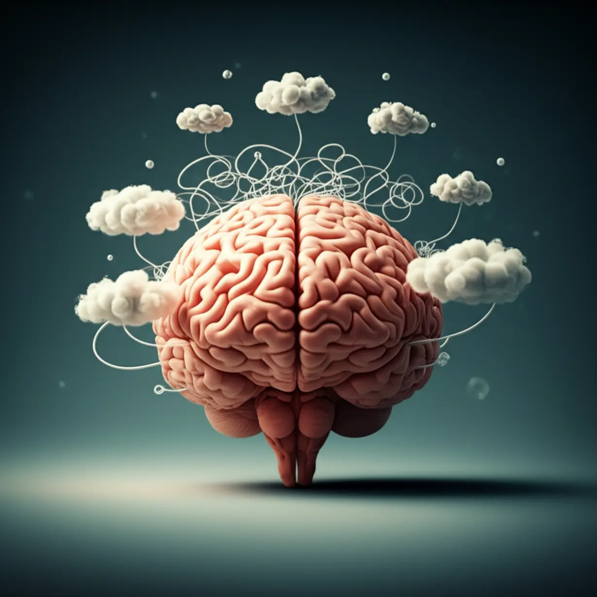 스트레스나-불안이-뇌-기능에-영향을-미치는-것을-나타내는-귀여운-3D-뇌와-먹구름-이미지