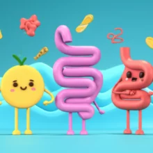 Cute-3D-illustration-comparing-healthy-and-uncomfortable-digestion-with-abstract-shapes.