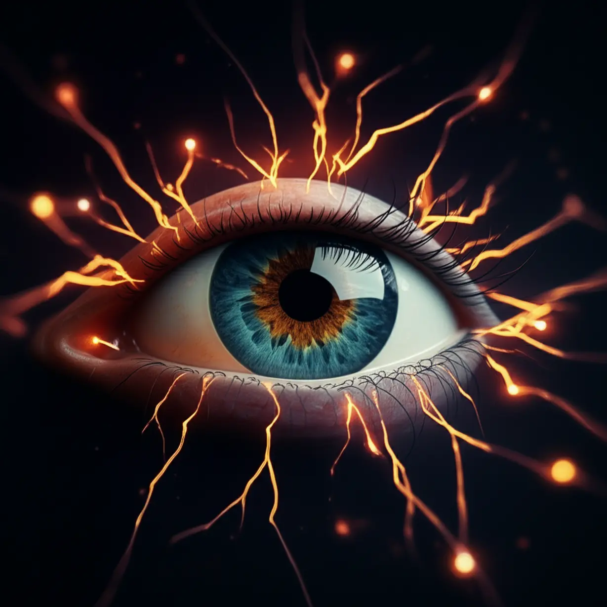 A-cute-3D-rendering-of-an-eye-with-abstract-symbols-representing-nerve-activity-and-stress.