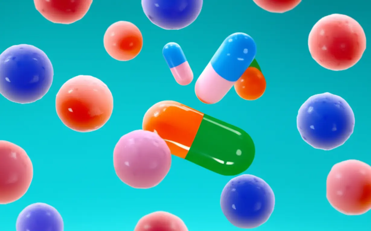 Cute-3D-illustration-of-medication-interacting-with-body-cells.