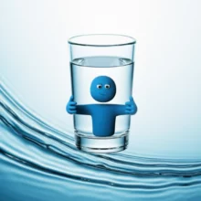 Cute-3D-cartoon-body-holding-water-glass,-symbolizing-hydration-and-health.