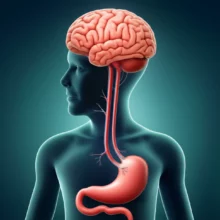 Cute-3D-illustration-showing-the-brain-connected-to-the-stomach-by-nerves,-representing-the-mind-body-connection-in-digestive-issues.