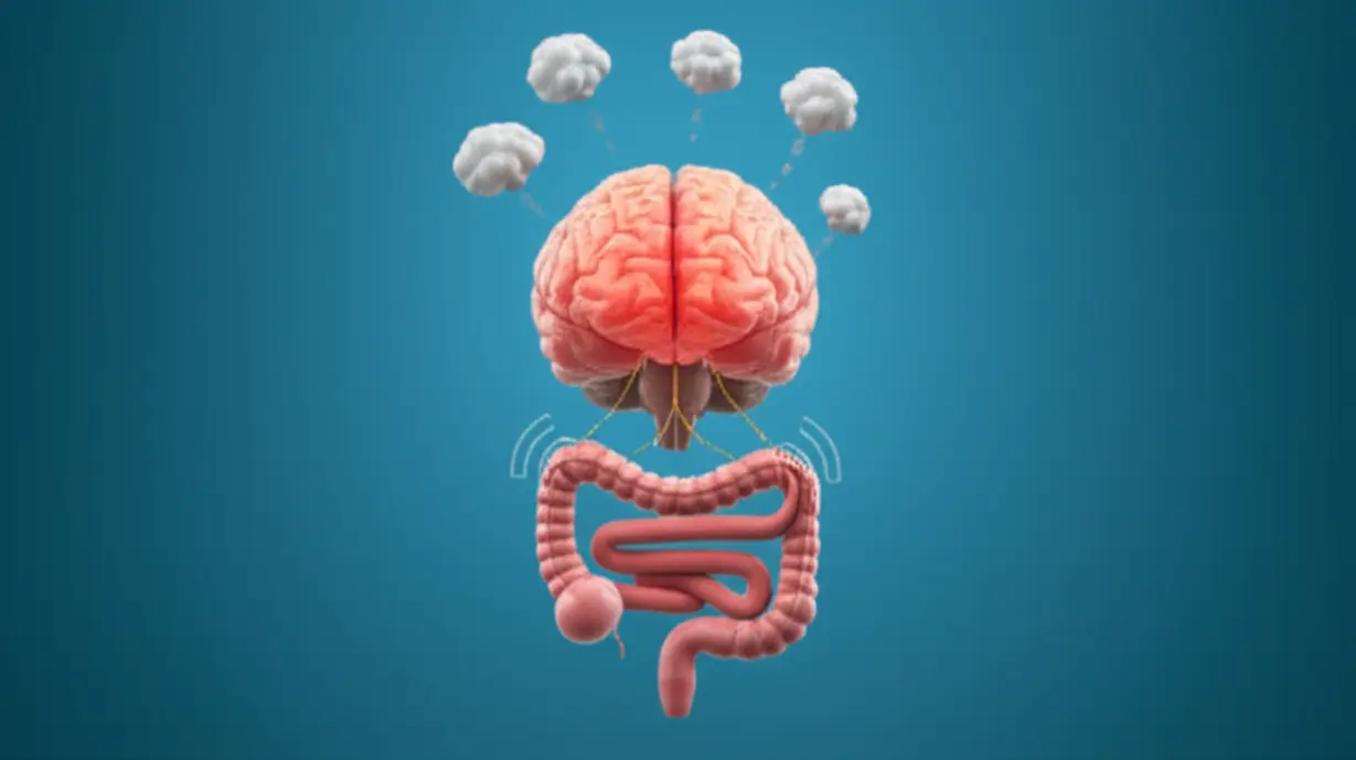 A-cute-3D-illustration-showing-a-connection-between-a-simplified-brain-and-a-simplified-gut-with-signals-indicating-nervous-activity.
