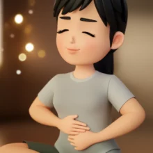 속이-편안해진-사람이-편안한-표정으로-배를-감싸고-있는-귀여운-3D-이미지