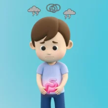 A-cute-3D-character-with-swirling-lines-around-their-belly-and-stress-symbols-above-their-head.