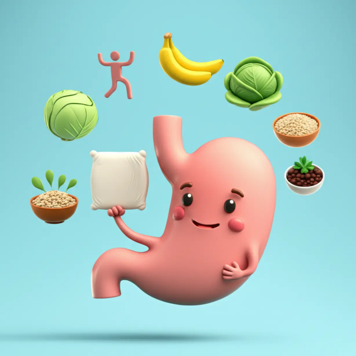 Cute-3D-illustration-showing-cartoon-stomach-and-throat-characters-looking-healthy,-surrounded-by-icons-of-good-food-and-prevention-tips-for-reflux-laryngitis.