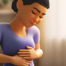 평화롭고-편안해-보이는-사람의-배를-감싸고-있는-3D-이미지,-속-건강을-상징합니다.