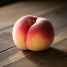 A-glowing-3D-illustration-of-a-Daegukcheon-peach,-symbolizing-a-rare-find.