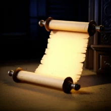 어두운-아늑한-방에서-신비로운-두루마리가-부드럽게-펼쳐지며-숨겨진-비밀을-암시하는-은은한-빛을-발하는-모습