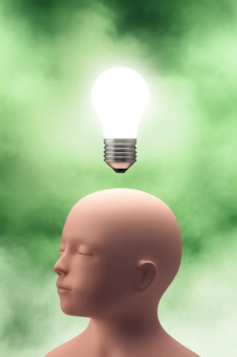 A-person-feeling-refreshed-and-focused,-with-a-bright-idea-in-their-head,-thanks-to-peppermint-tea.