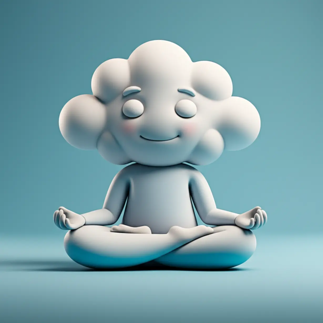 평화롭고-차분한-구름-캐릭터가-명상하는-귀여운-3D-이미지