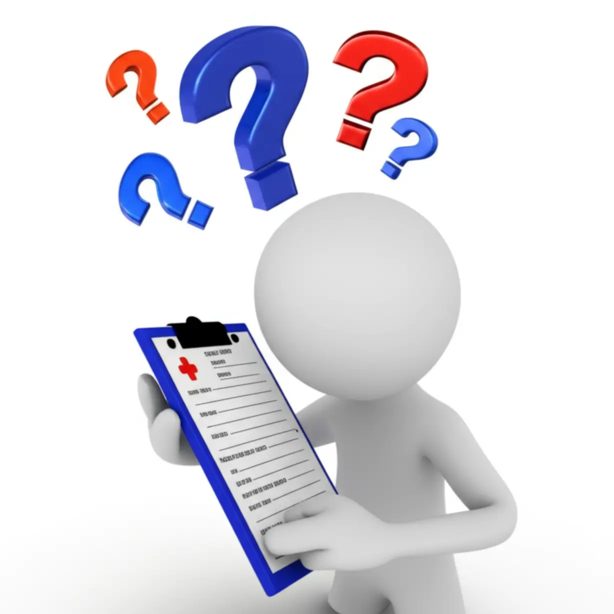 A-cute-3D-illustration-of-a-confused-person-staring-at-a-blank-medical-report,-with-question-marks-floating-around-their-head,-symbolizing-diagnostic-uncertainty.