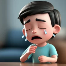 A-3D-illustration-of-a-person-finding-peace-after-a-coughing-fit.