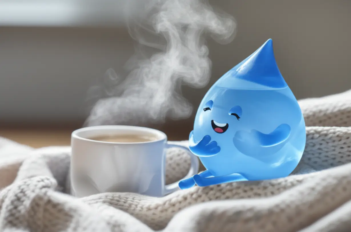 편안함과-빠른-회복을-상징하는,-따뜻한-컵과-담요,-가습기가-있는-아늑한-공간의-귀여운-3D-이미지