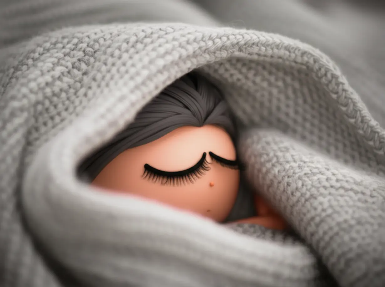 눈-캐릭터가-따뜻한-이불-아래에서-평화롭게-잠들어-있는-귀여운-3D-이미지,-휴식,-치유,-건강한-습관을-상징