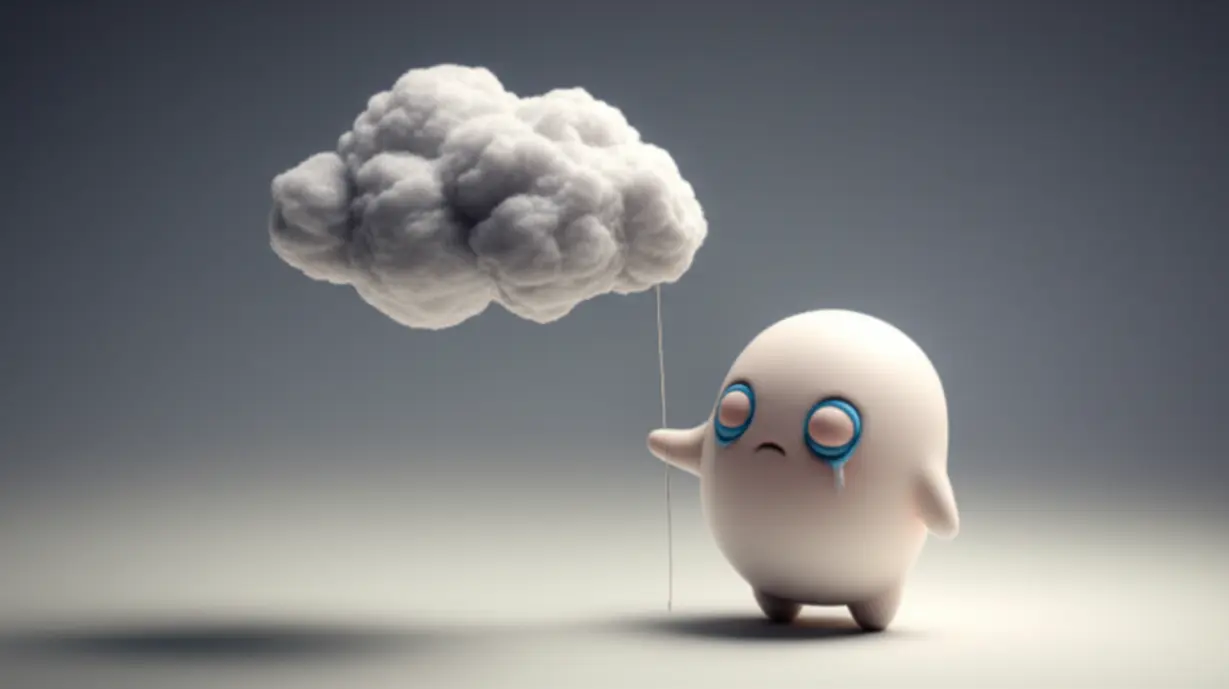 A-cute-3D-character-looking-groggy-and-unfocused-during-the-day,-with-a-small,-dark-cloud-above-their-head,-symbolizing-lingering-fatigue.