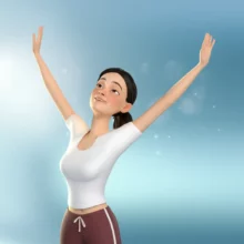 편안하게-몸을-펴는-귀여운-3D-캐릭터-이미지,-피부가-평화로워-보이는-모습