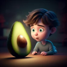 호기심-가득한-사람이-빛나는-아보카도를-보며-숨겨진-힘을-발견하는-3D-이미지