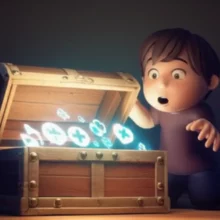 한-사람이-빛나는-건강-심볼들로-가득-찬-숨겨진-보물-상자를-놀란-표정으로-발견하는-귀여운-3D-이미지