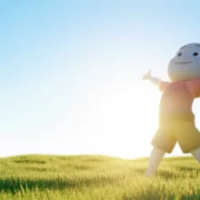 맑은-정신으로-희망찬-미래를-바라보는-귀여운-3D-캐릭터가-팔을-뻗으며-자유를-만끽하는-모습