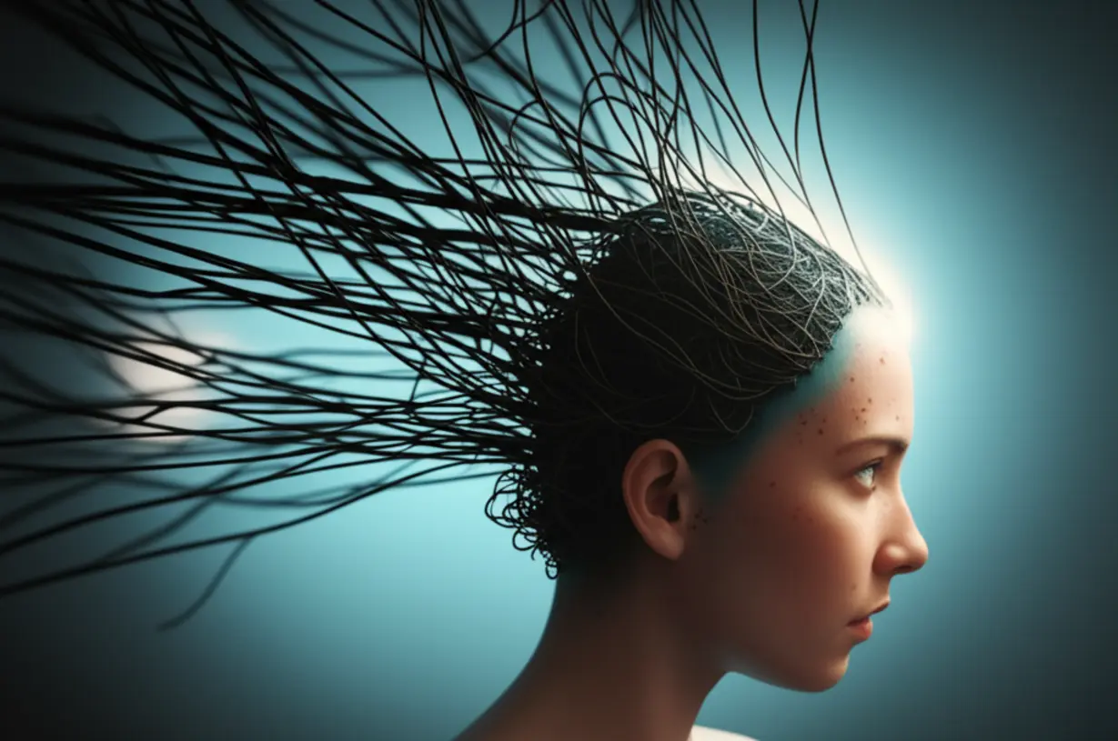 스트레스와-불안이-어두운-실타래처럼-빠져나와-맑은-빛으로-변하는-귀여운-3D-이미지