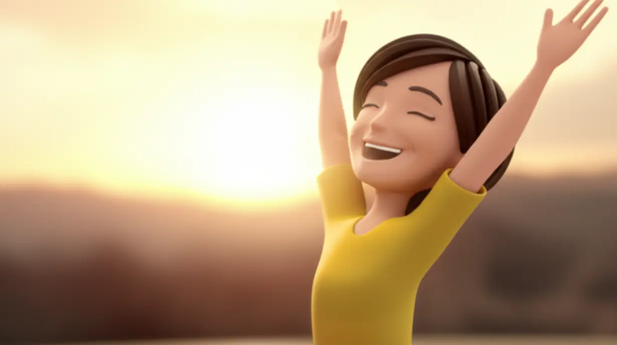 A-person-glowing-with-energy,-stretching-happily,-symbolizing-revitalized-well-being-and-a-positive-start-to-the-day.