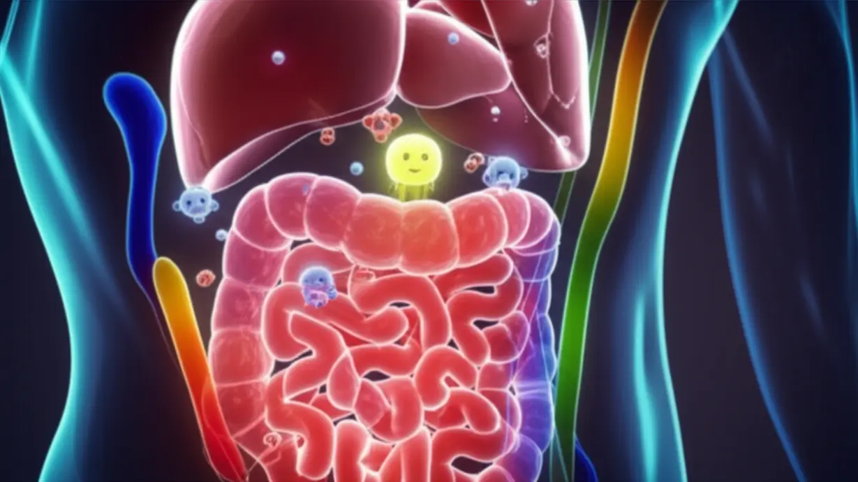 작고-행복한-효소-캐릭터들이-투명한-인체-모형-안에서-활기찬-호르몬-분자를-만들며-일하고,-다채로운-대사-경로가-주변에-흐릅니다.