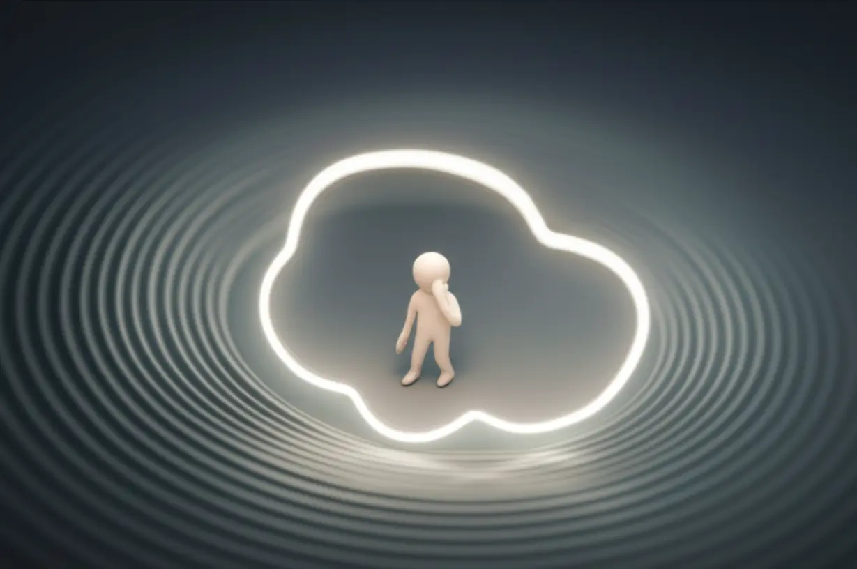 A-cute-3D-depiction-of-a-small,-vulnerable-person-figure-inside-a-thought-bubble,-representing-the-concept-of-