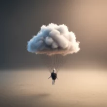 A-cloud-person-figure-detaching-from-strings,-floating-peacefully.