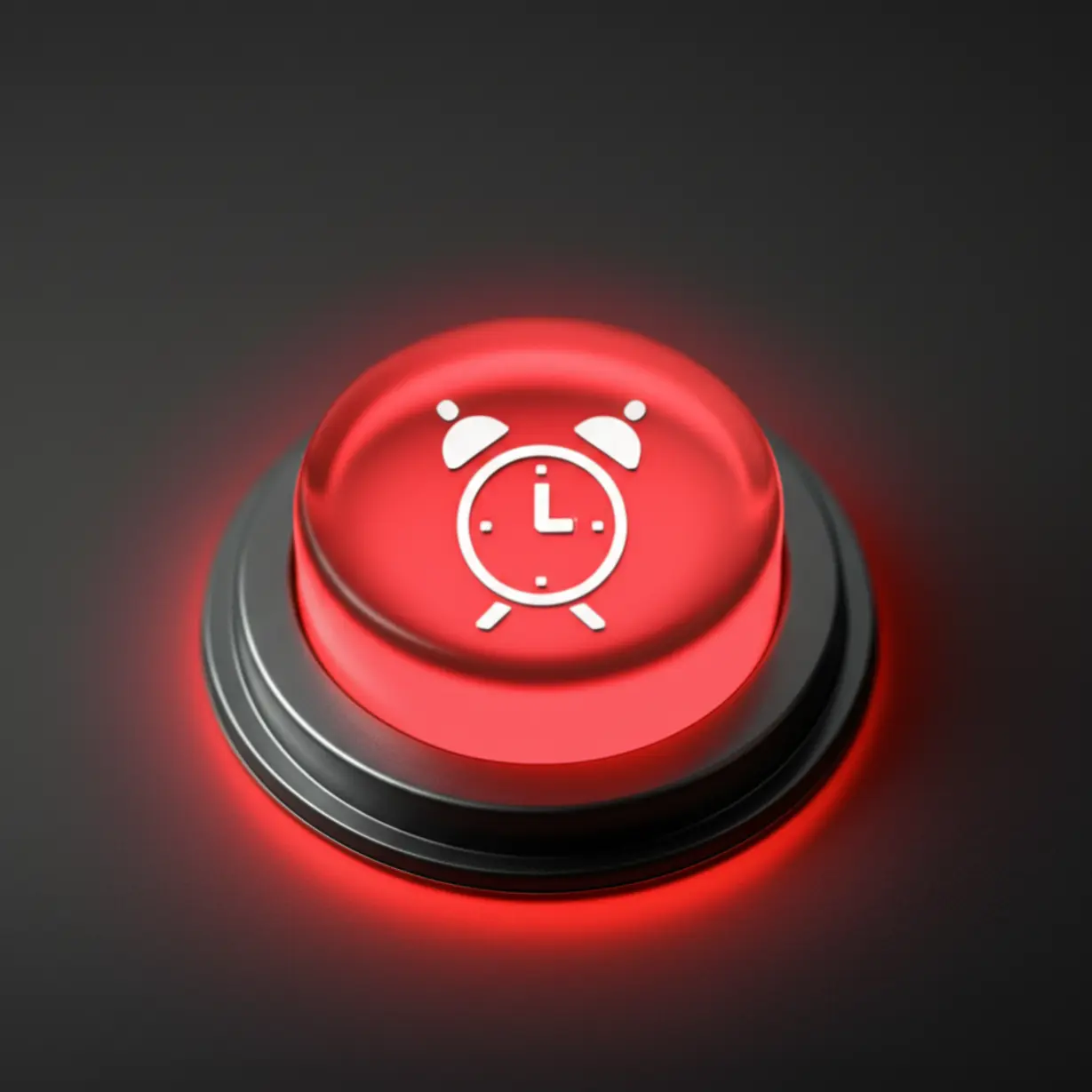 시계-아이콘이-있는-빛나는-빨간색-경고-버튼의-귀여운-3D-이미지