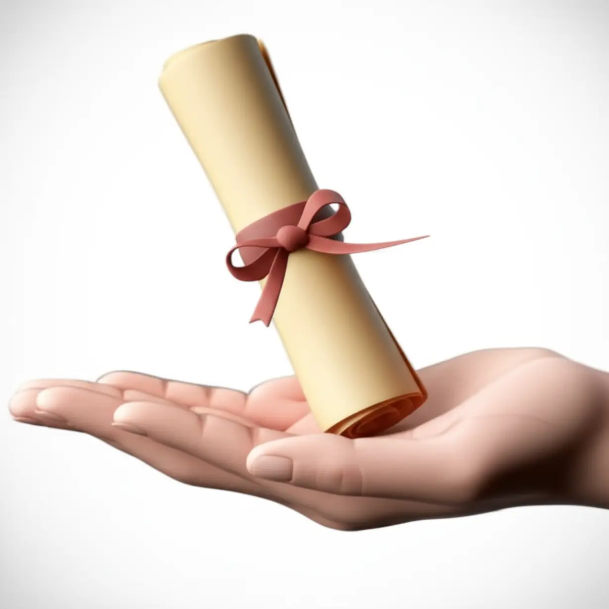 리본으로-묶인-두루마리-종이를-부드럽게-쥐고-있는-손의-귀여운-3D-이미지