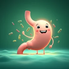 편안하고-건강한-위장-캐릭터가-빛나는-아우라를-내뿜는-모습