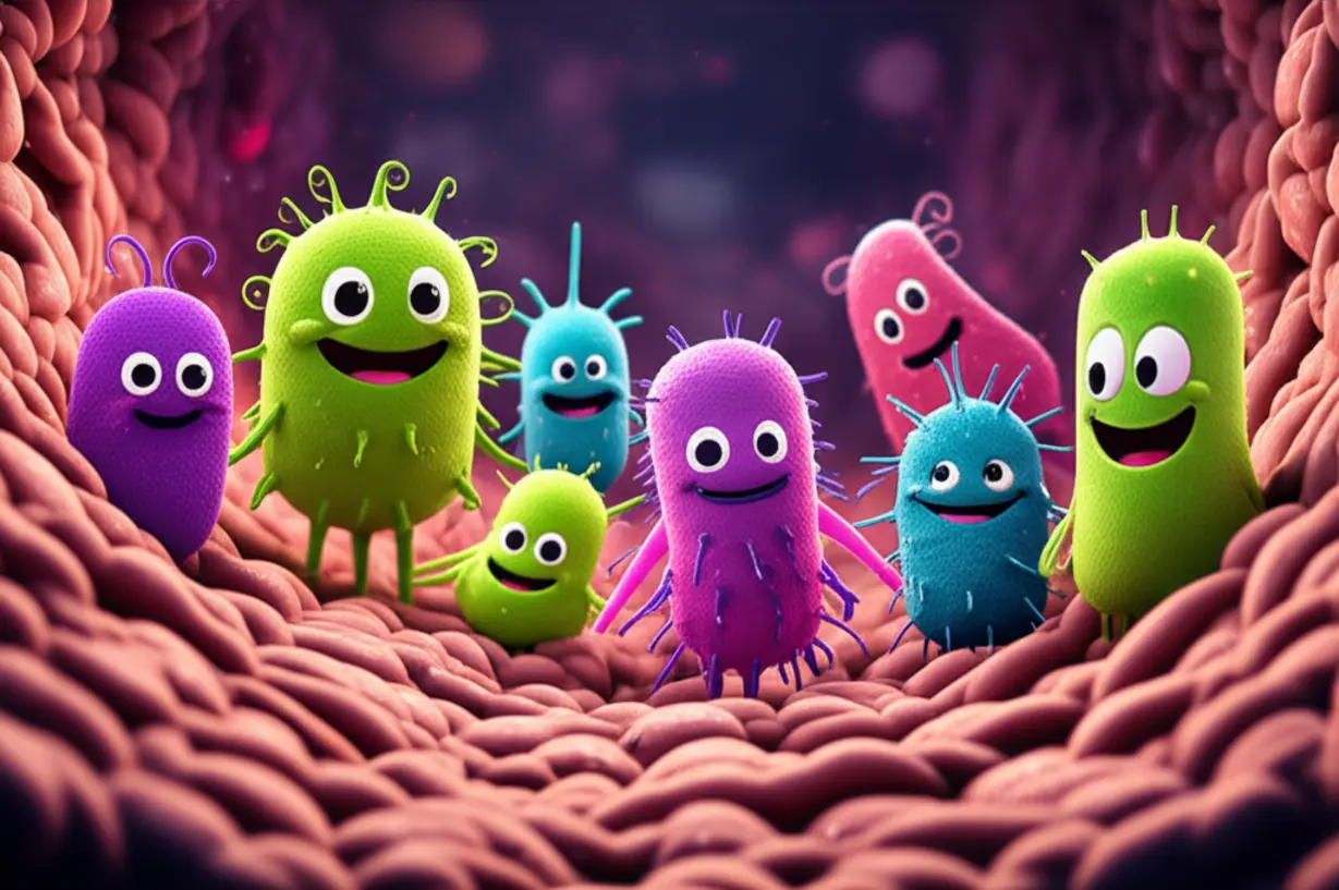 건강하고-활기찬-장-속에서-귀엽고-친근한-미생물-캐릭터들이-함께-웃으며-활동하는-모습