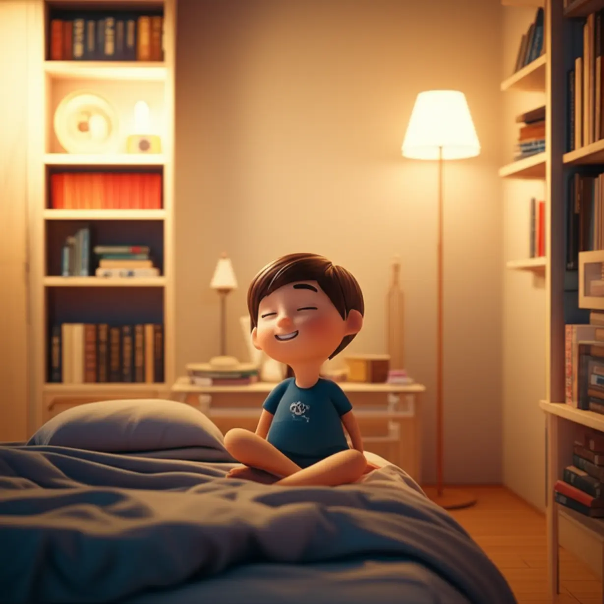 밝고-정리된-침실에서-행복하게-기지개를-켜는-사람.