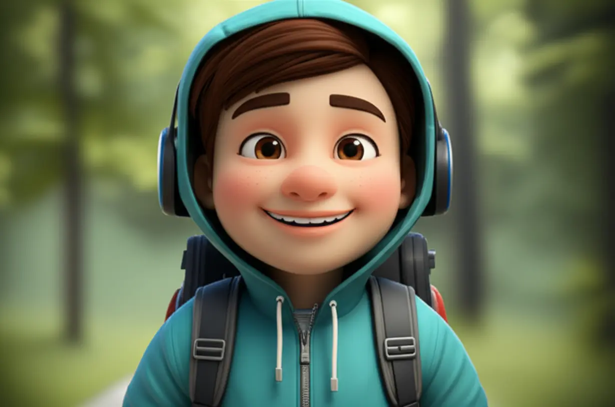 보호복을-입고-자연을-즐기는-행복한-사람의-3D-이미지