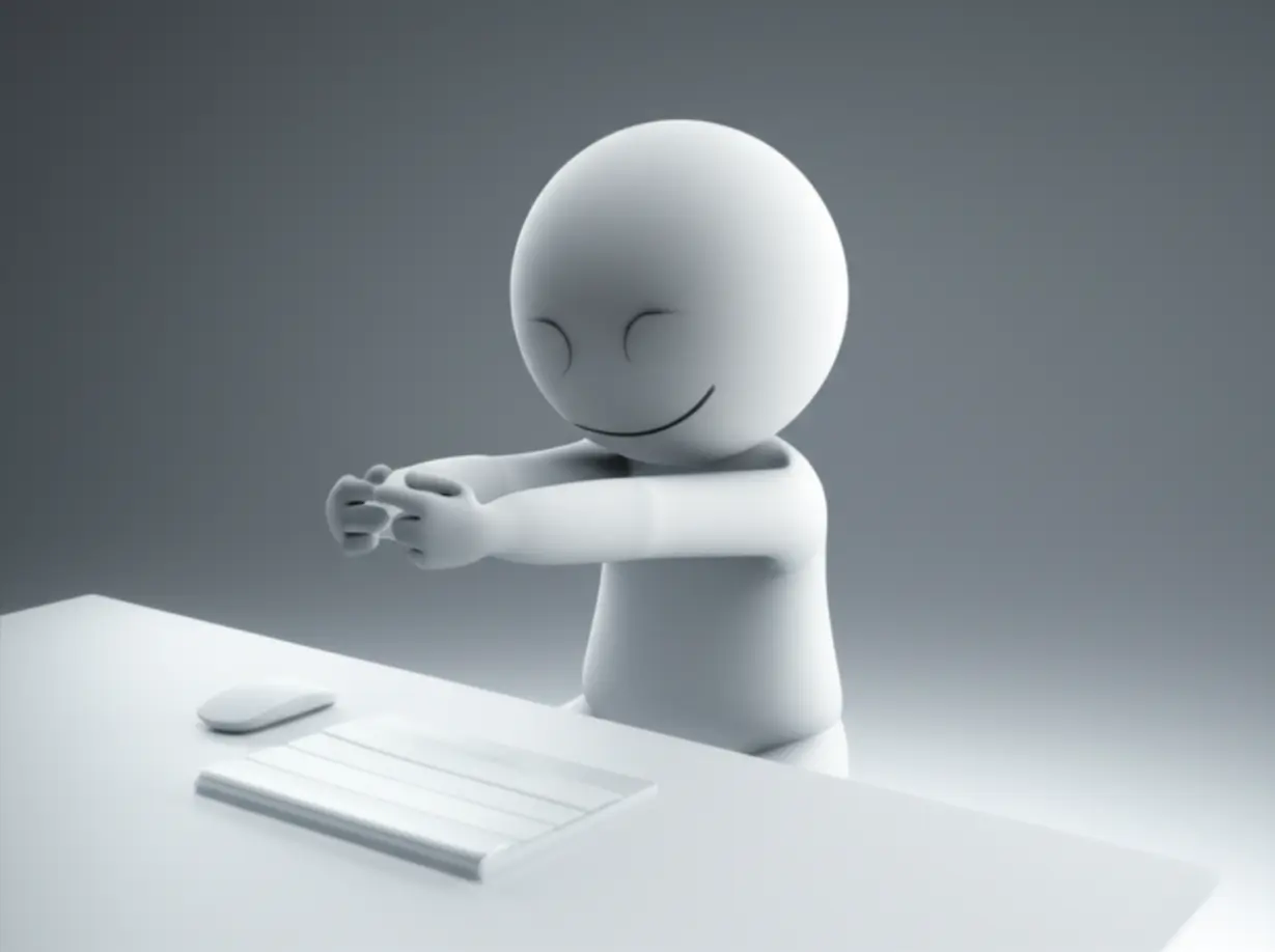 책상에서-올바른-자세로-팔과-손목을-유연하게-스트레칭하는-행복한-사람의-모습