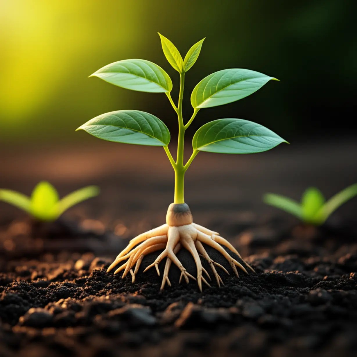 튼튼한-뿌리를-내린-활기찬-식물이-평화로운-분위기-속에서-자라는-귀여운-3D-이미지