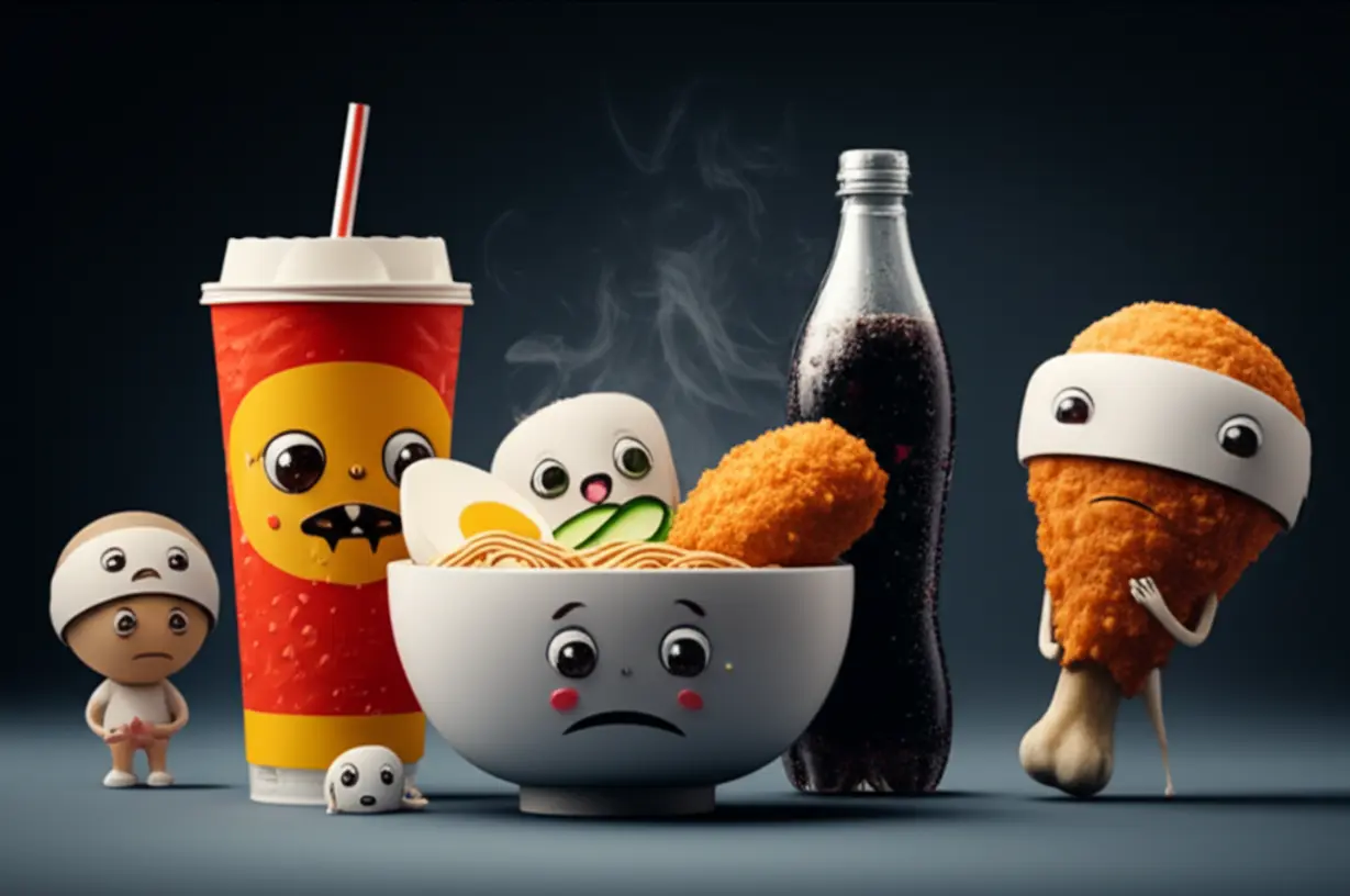 Common-foods-secretly-increasing-blood-pressure,-depicted-with-a-mischievous-look.