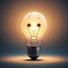 A-cute-3D-person-shaped-lightbulb-with-a-crack-emitting-light,-symbolizing-hidden-stress-symptoms-and-enlightenment.