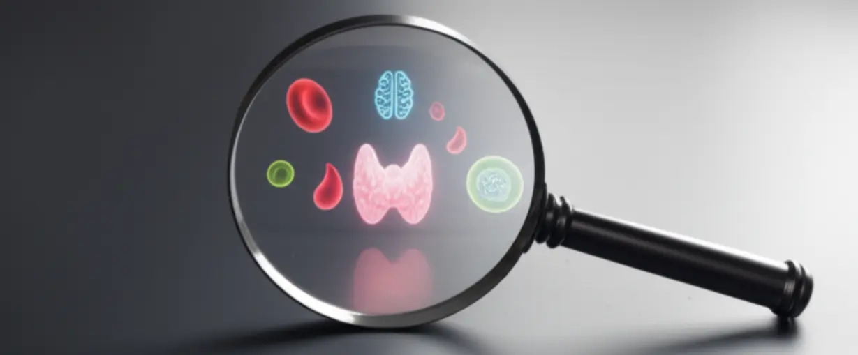 A-magnifying-glass-highlighting-hidden-symbols-of-health-conditions,-revealing-the-less-obvious-causes-of-breathlessness.