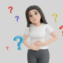 배를-움켜쥐고-의아해하는-사람의-3D-이미지