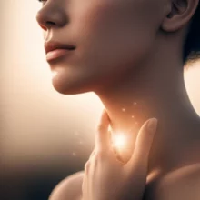 목-칼칼함이-해소되어-편안함을-느끼는-사람의-모습.-목에서-부드러운-치유의-빛이-나옵니다.