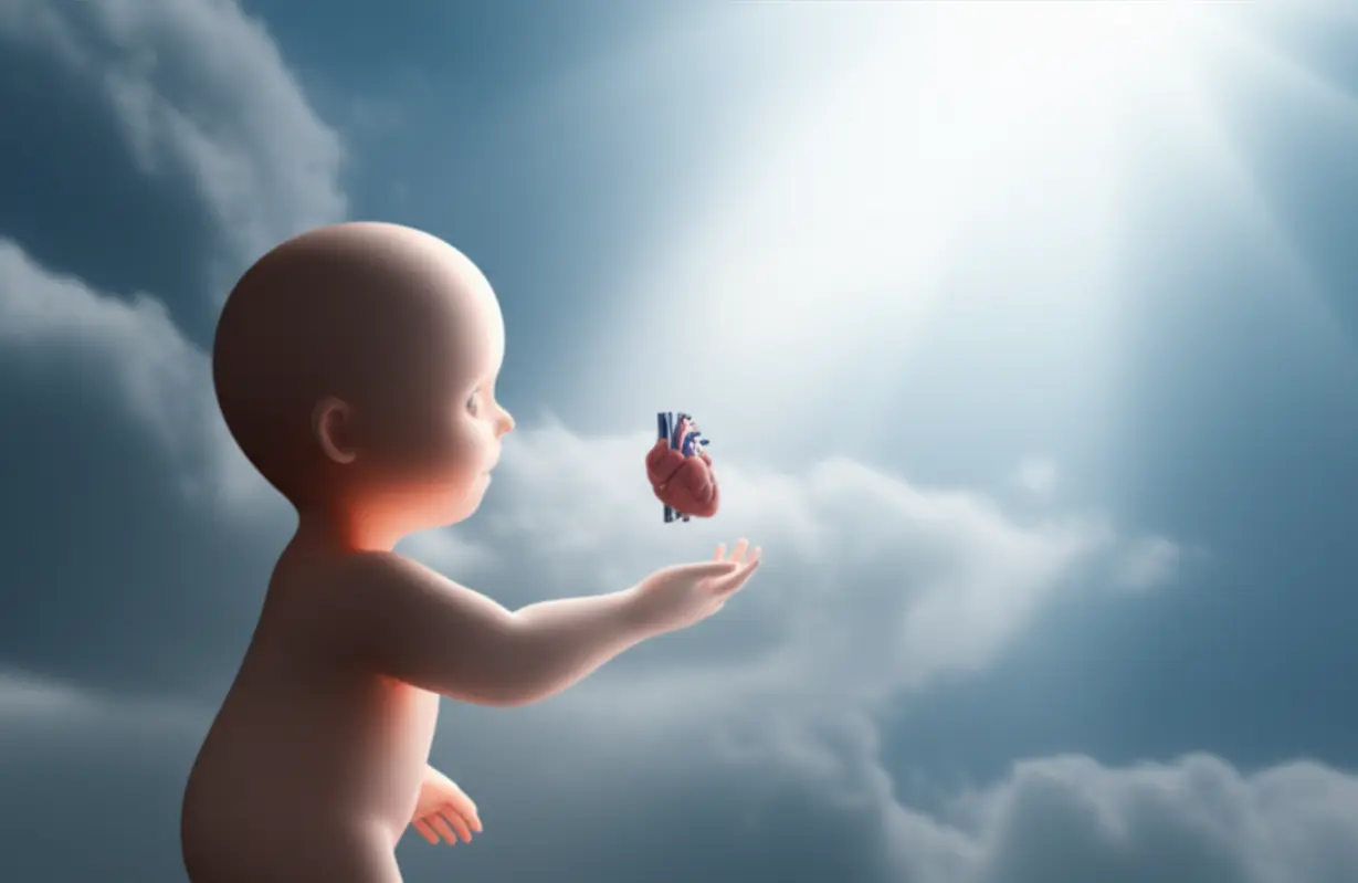 걱정스러운-표정의-사람이-작고-섬세한-심장을-바라보고,-먹구름-사이로-한-줄기-희망의-빛이-비치는-이미지.