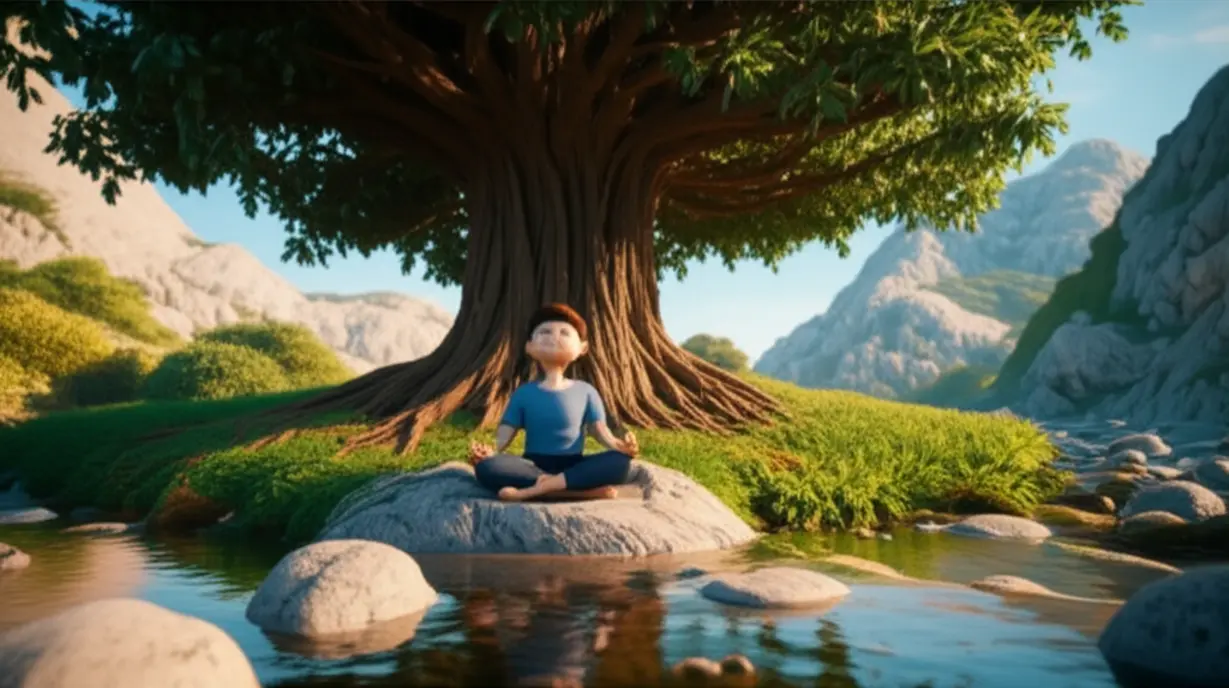 명상을-통해-몸과-마음의-조화를-이루는-사람을-묘사한-3D-이미지