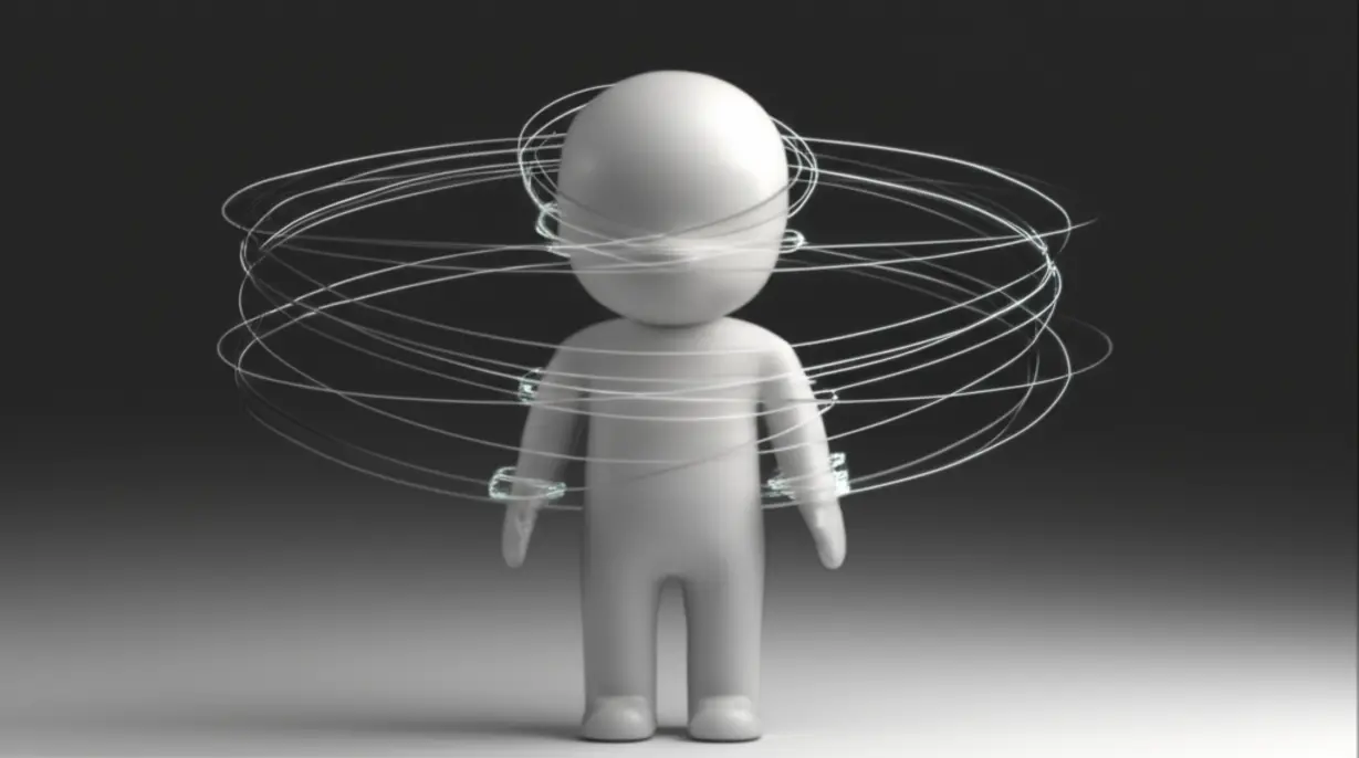 스트레스와-감정의-보이지-않는-끈으로-둘러싸인-귀여운-3D-사람-형상