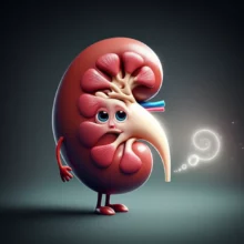 지혜롭고-온화한-콩팥-캐릭터가-비밀스럽고-빛나는-속삭임을-내보내는-귀여운-3D-이미지