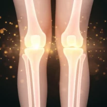 무릎에서-부드러운-빛이-나는-모습,-치유와-안도감을-상징합니다.