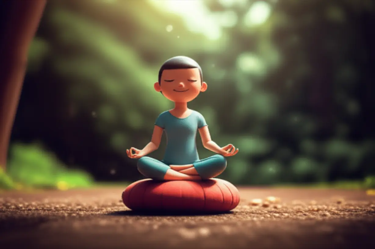 명상-자세로-앉아-평화로운-표정을-짓고-있는-사람의-3D-이미지